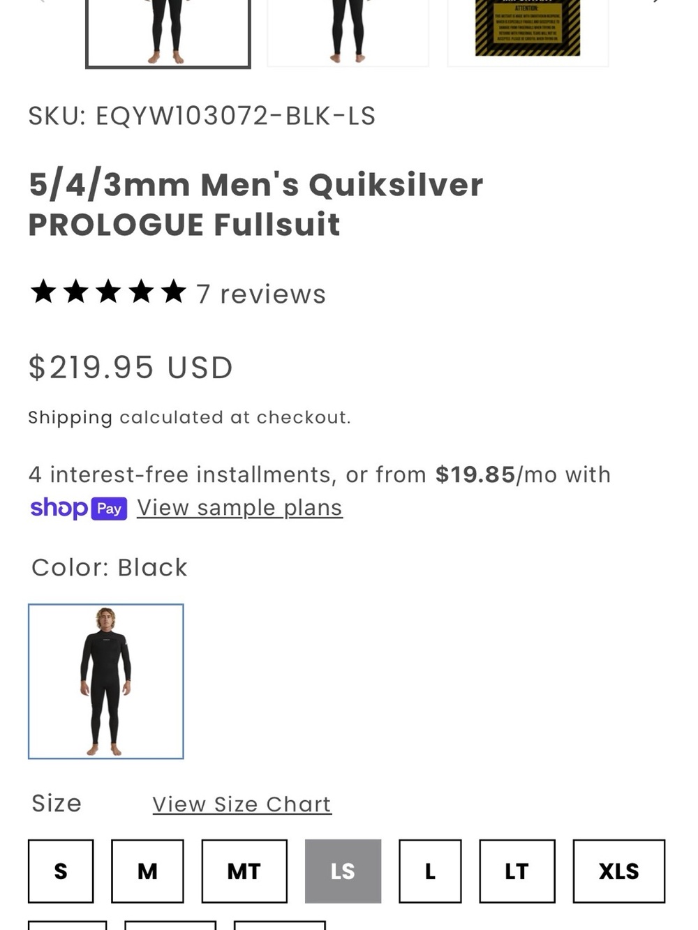 Quiksilver Men's Black Long Sleeve Full Wetsuit Rash Guard - Picture 2 of 5